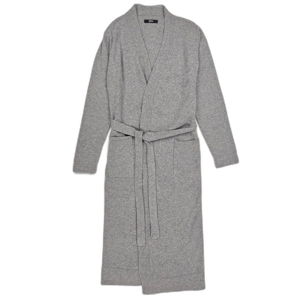 NEW Quince Mongolian Cashmere Robe Cardigan Grey Minimal Lounge Quiet Luxury